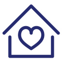 House shape icon with heart shape inside